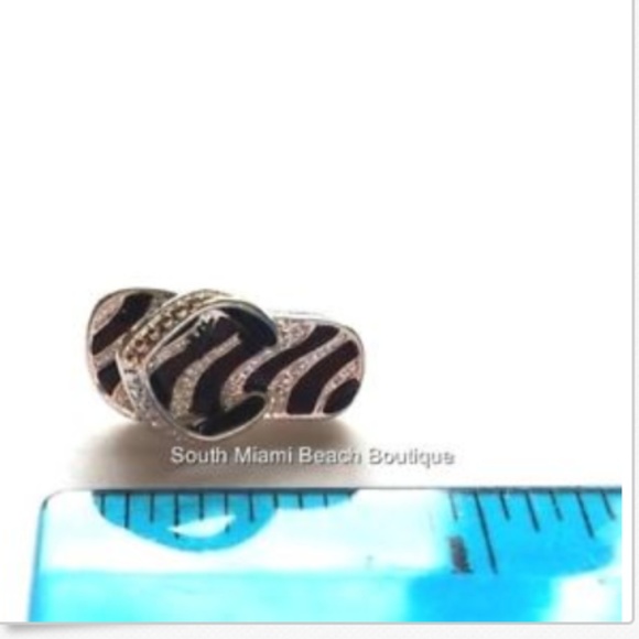 Silver Flip Flop Earrings Hypoallergenic Posts Black Enamel Beach Island Plated - Picture 6 of 8